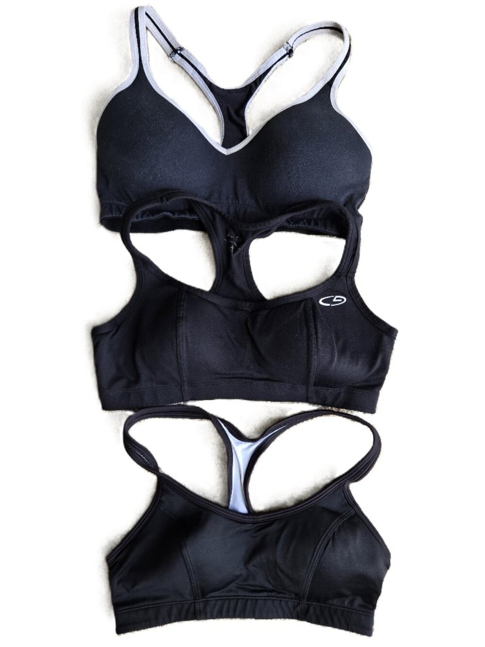 Set of 3 CHAMPION Black Sports Bras Fully Padded, Women's 34B